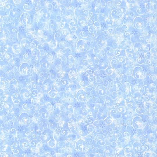 Fabric Traditions Swirls on Light Blue Glitter Cotton Fabric